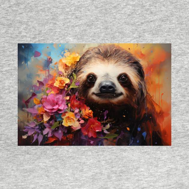 Flower Garden Sloth by JensenArtCo